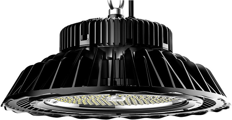 Hicloud Black Industrial High Bay Led Lighting - Ceiling Fixture (833x435), Png Download