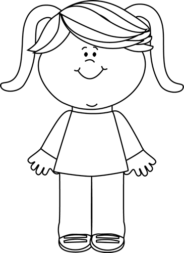 Black And White Happy Little Girl Clip Art - Sad Girl Clipart Black And White (365x500), Png Download