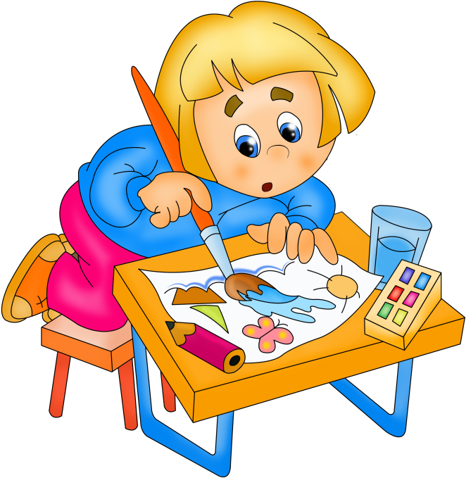 Gardener Clipart Little Girl - Clip Art Kids Painting (670x691), Png Download