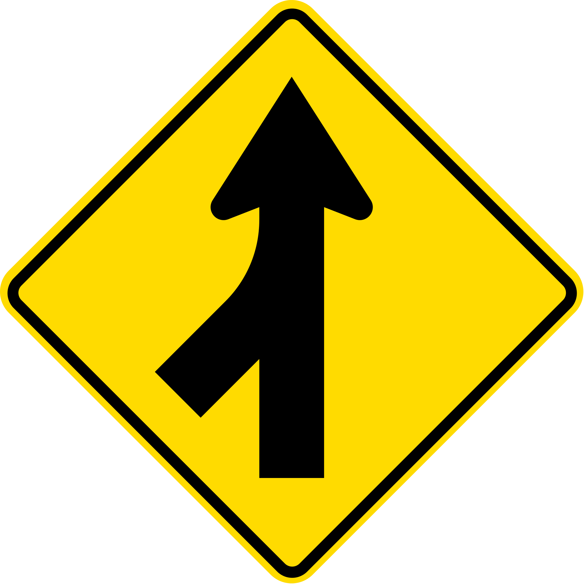 Road Sign - Merge Sign Nz (2000x2000), Png Download