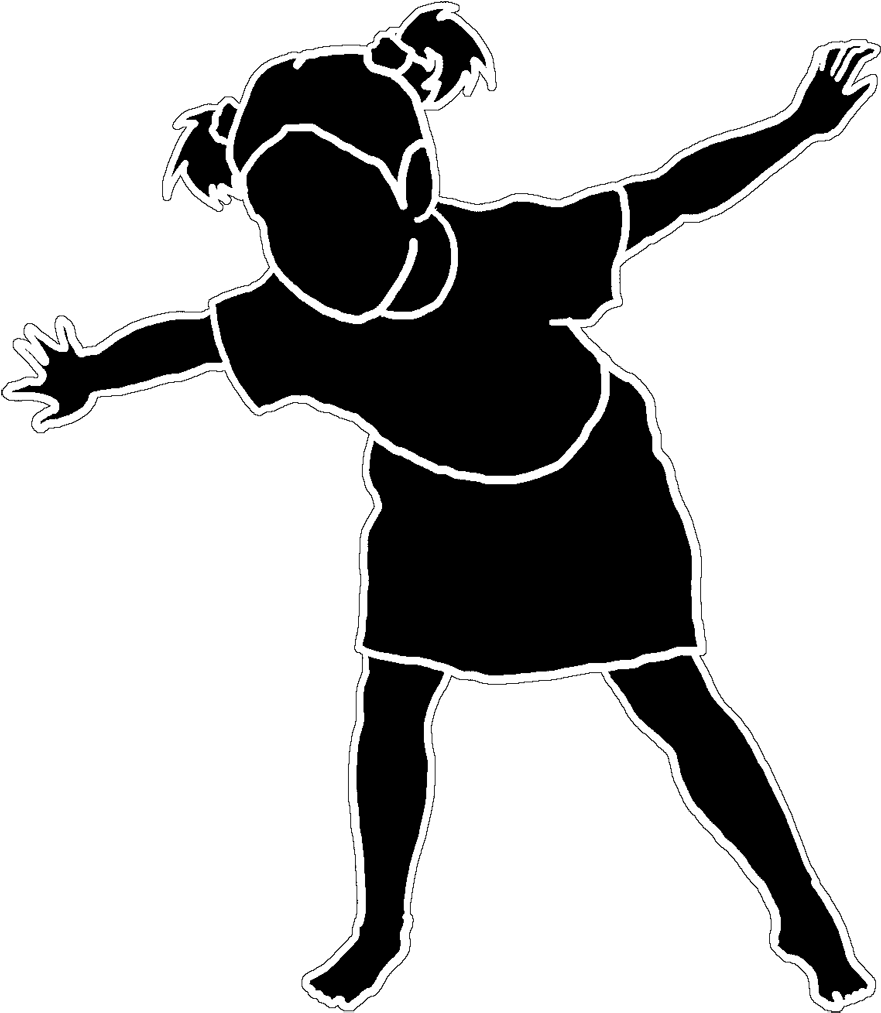 Silhouette Of Dancing Little Girl - Clip Art (919x1102), Png Download