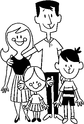 A Happy Family Coloring Page - Familia Feliz Dibujo Png (600x470), Png Download