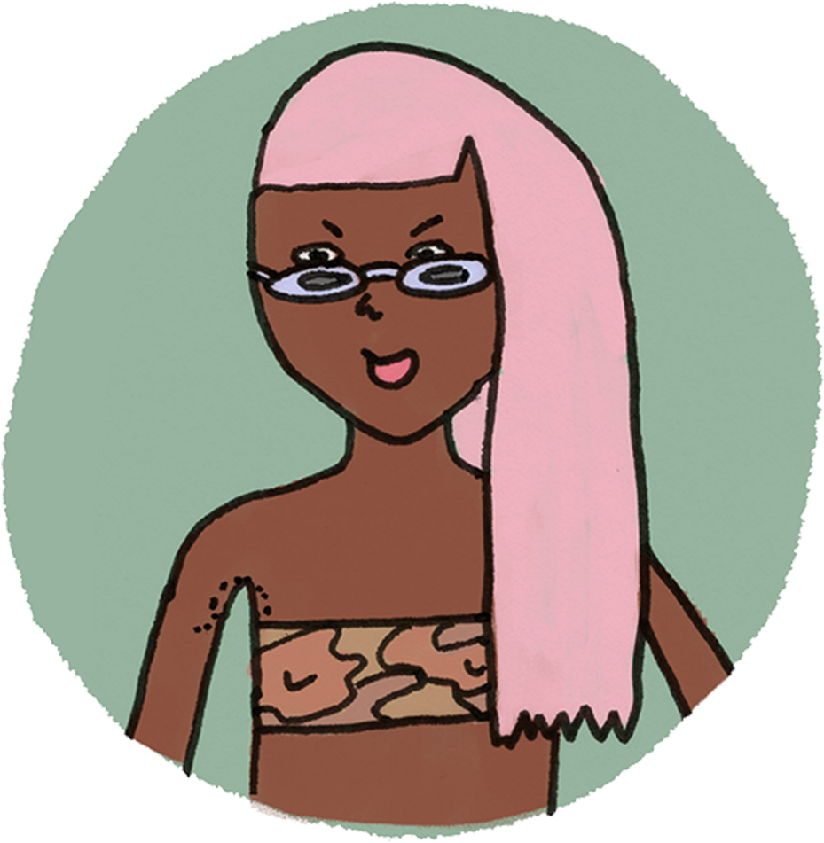 Black Pink Hair Girl - Cartoon (1000x1000), Png Download