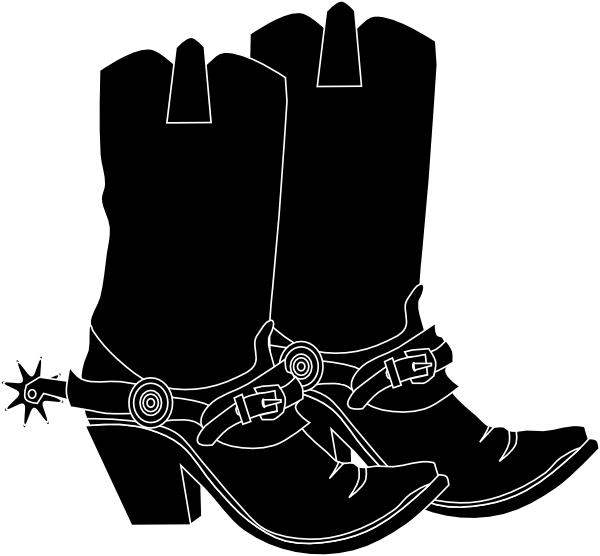 Cowgirl Hat And Boot Clip Art At Clker - Black Cowboy Boots Clipart (600x556), Png Download