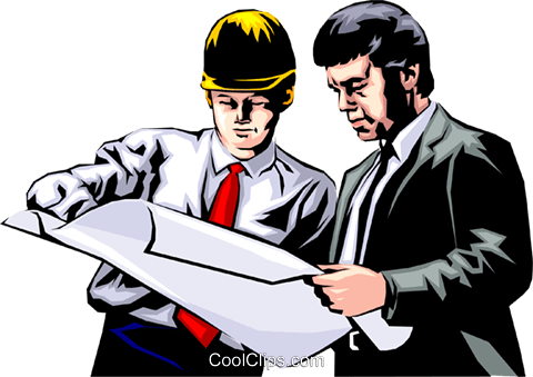 Men Studying Construction Plans Royalty Free Vector - He Is An Engineer (480x339), Png Download