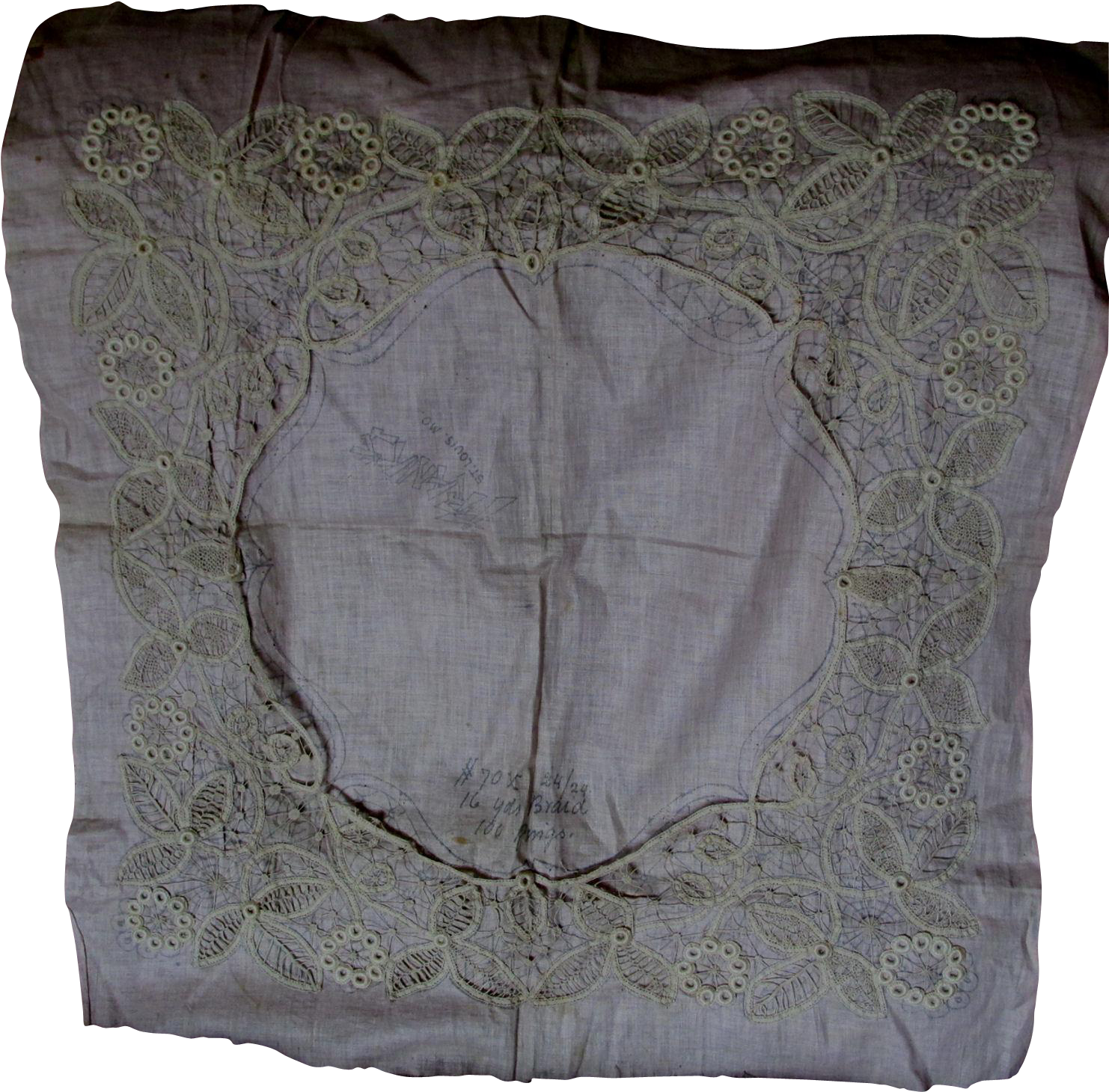 Victorian, Edwardian Hand Made Needle Lace Pattern, - Cushion (1481x1481), Png Download