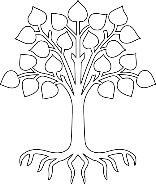 Tree With Roots/white Clip Art At Clker - Tree With Roots Coloring Page (504x593), Png Download
