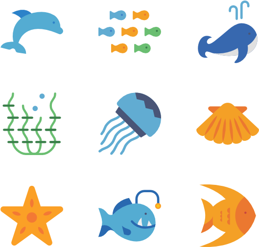 Sea Animals Png - Sea Animal Icon Png (600x564), Png Download