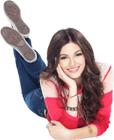 Victoria Justice Lying Down - Victoria Justice Png (388x476), Png Download