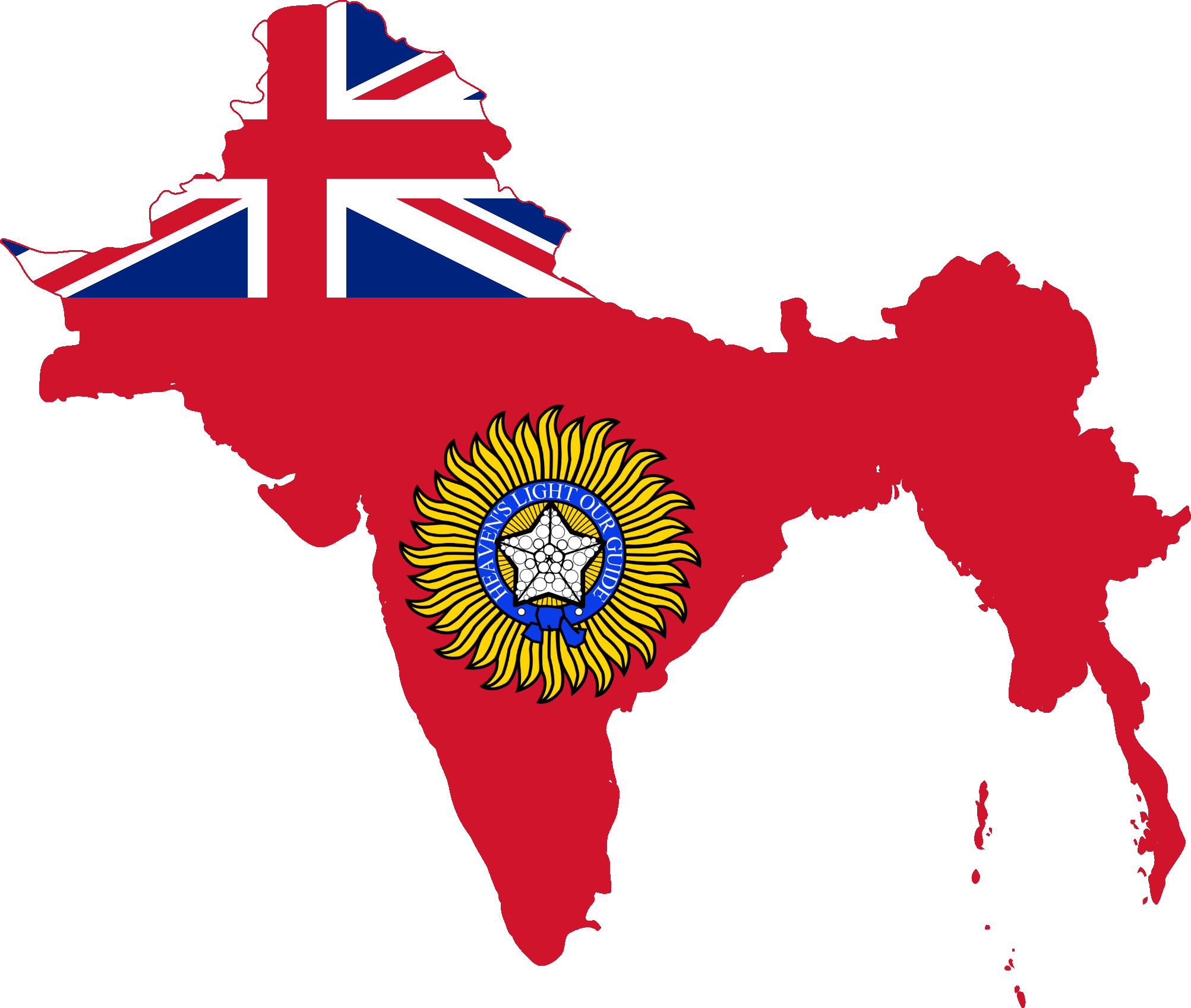 Flag Map Of British Raj - British India Flag Map (2005x1697), Png Download