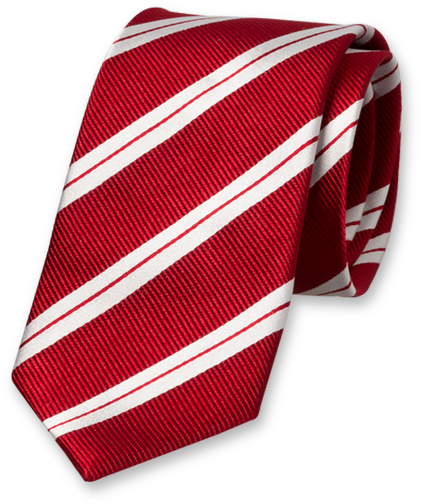 Red Tie With White Stripes - Cravate Rouge Et Pochette Assortie (524x524), Png Download