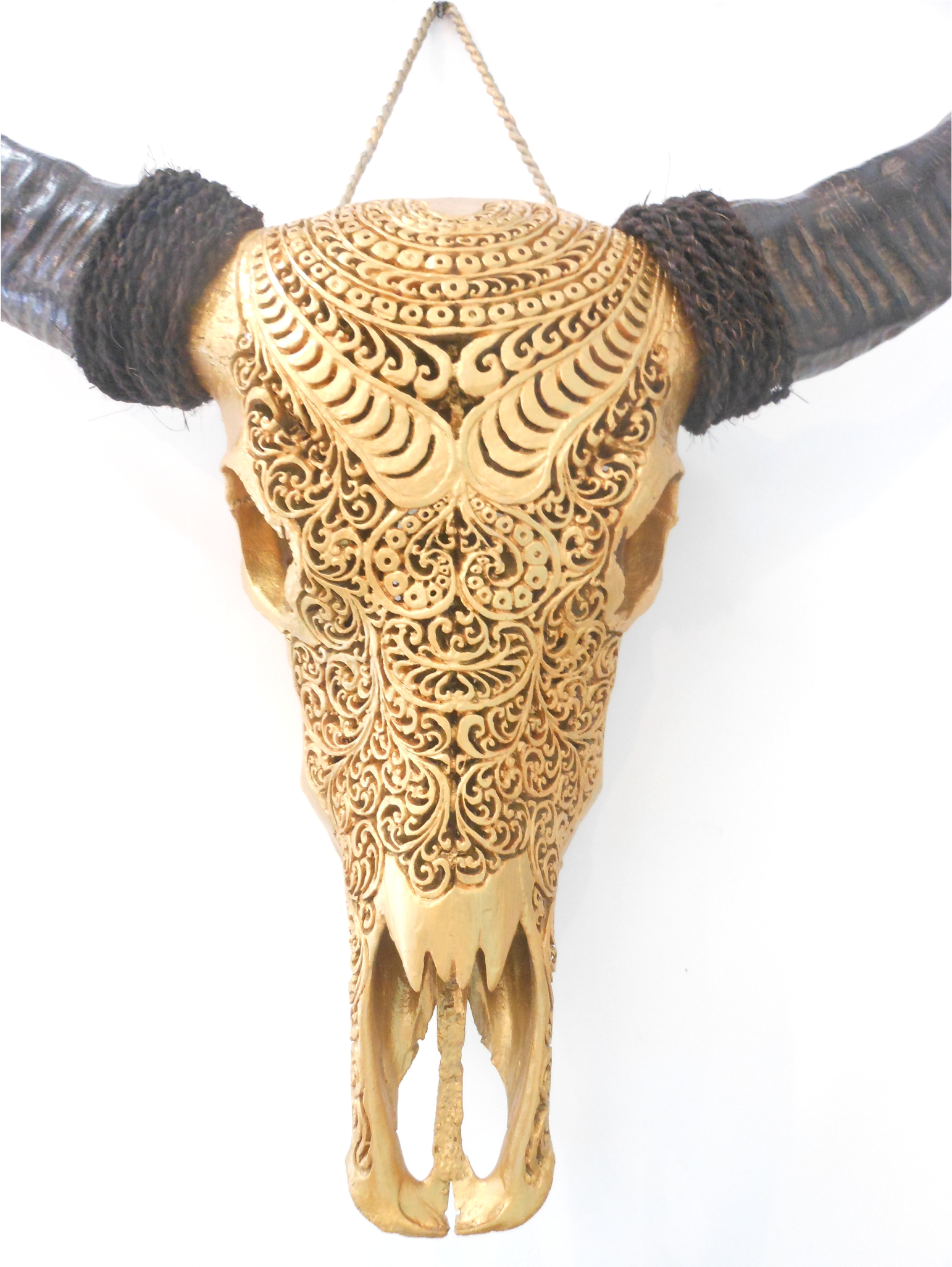Painted Antique Gold / Brass Skull - Bull (2051x2051), Png Download