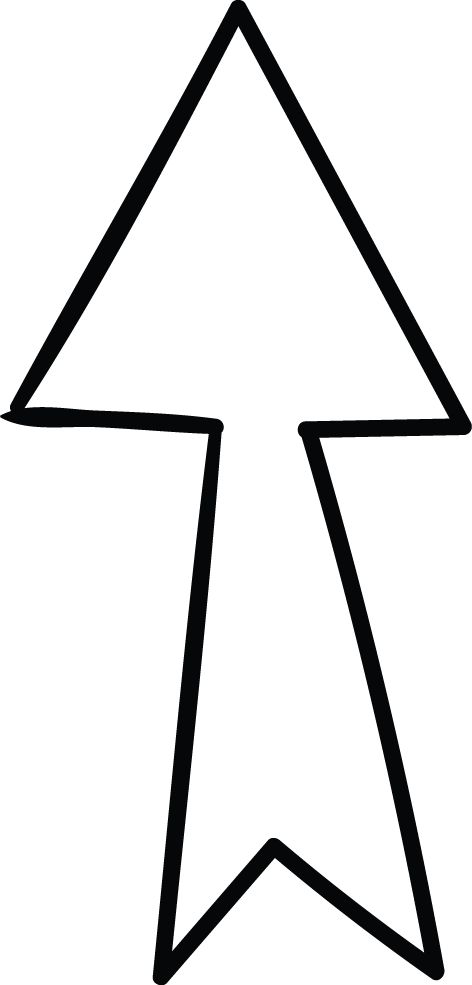 Up Arrow Wedge Tail Doodle (472x985), Png Download
