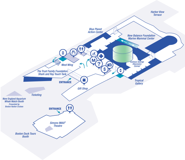 Level - New England Aquarium Layout (596x517), Png Download