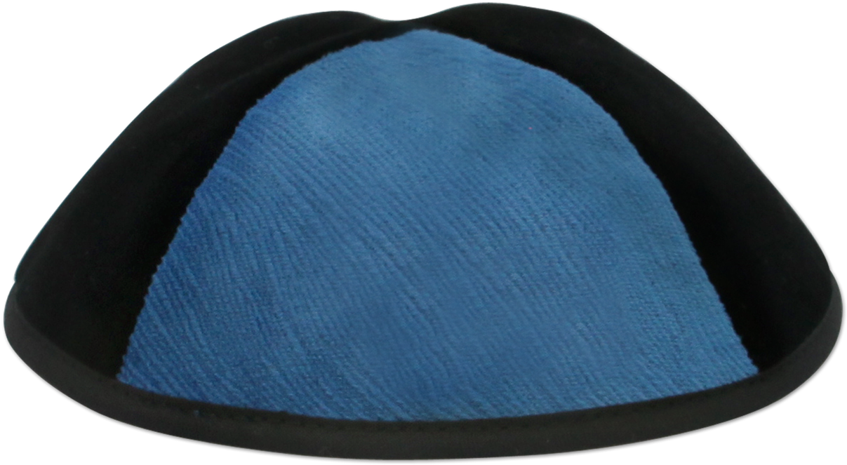 Black Velvet Kippah With Blue Vider Triangalur - Beanie (1280x1279), Png Download