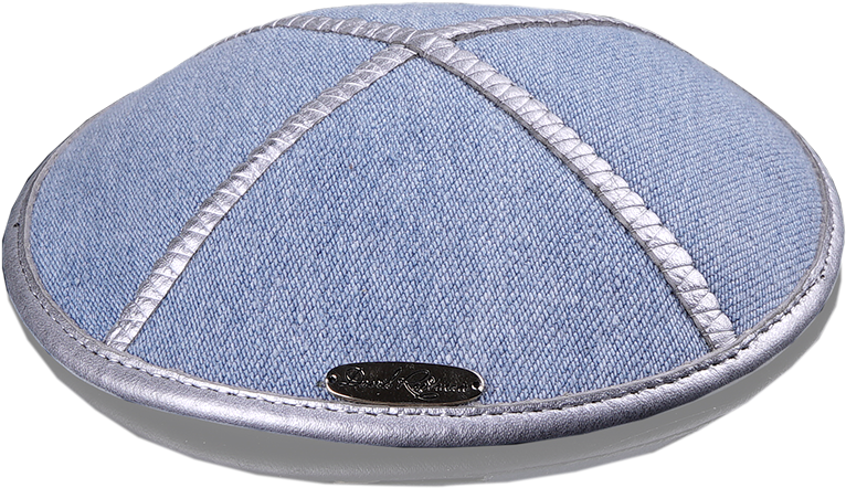 Kippah «baby» Jeans Light-blue With Silver Edging - Beanie (1000x1000), Png Download