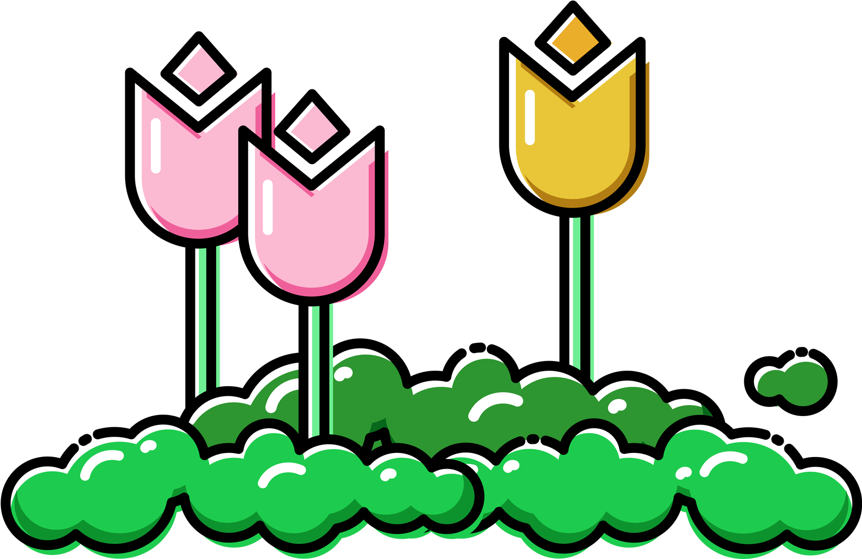 Cartoon Plants Flowers Trees Figures Vector Elements (2000x2000), Png Download