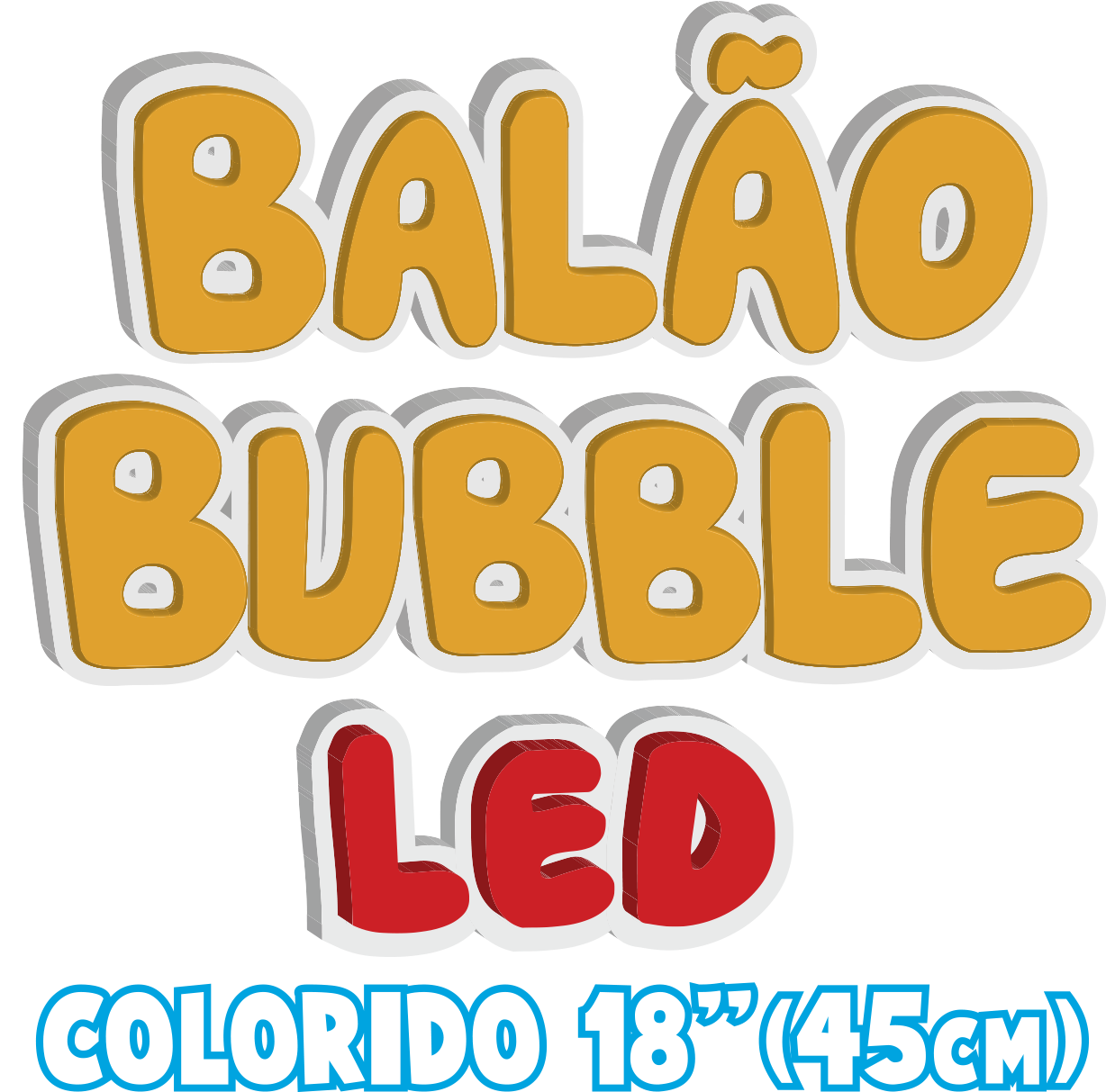 Balão Bubble Com Led Colorido 18″ (1300x1300), Png Download
