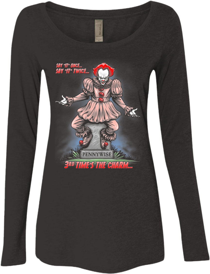 Pennywise The Dancing Clown Women's Triblend Long Sleeve - Long-sleeved T-shirt (1155x1155), Png Download