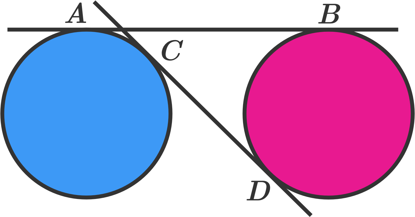 Both Circles Have Radius 5 And Common Tangents Ab¯¯¯¯¯¯¯¯ - Circle (1448x758), Png Download