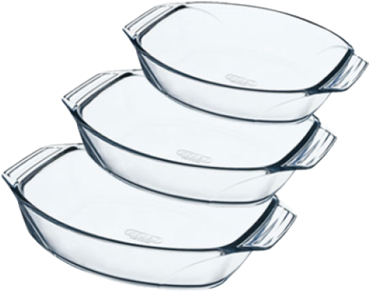 Pyrex Set Of 3 Oval Roasters - Ceramic (600x600), Png Download