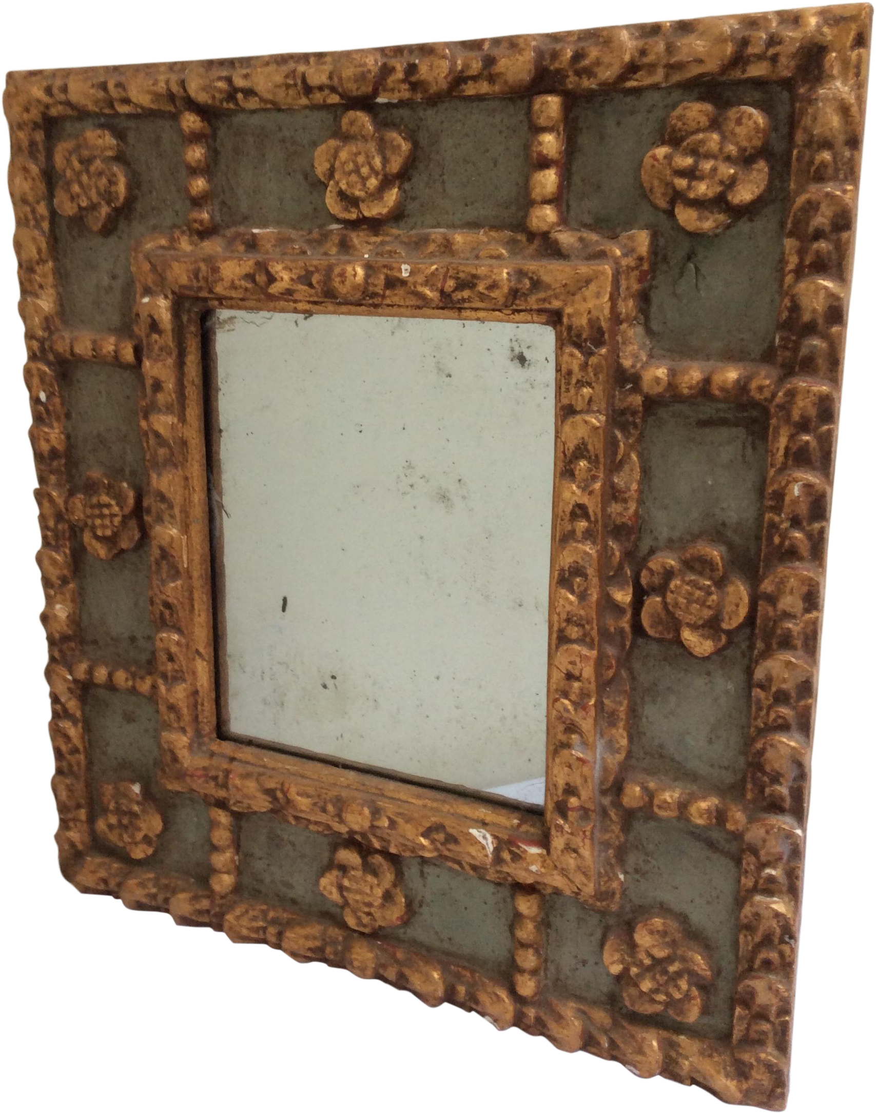 Antique Peruvian Carved Green & Gold Mirror On Chairish - Picture Frame (1896x2410), Png Download
