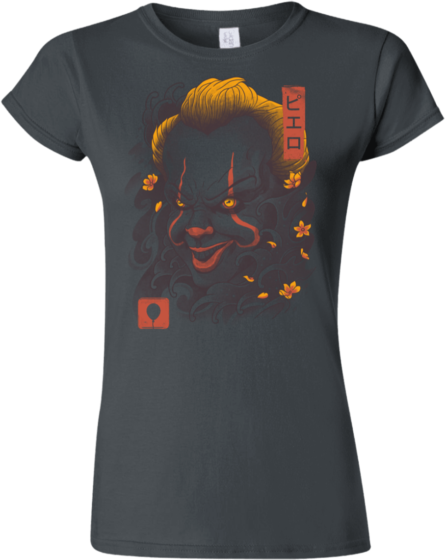 Shop Oni Clown Mask Junior Slimmer Fit T Shirt - Shirt (1155x1155), Png Download