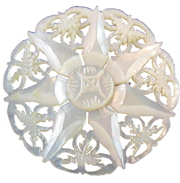 Bethlehem Carved Mother Of Pearl Openwork Star Pin - Badge (730x730), Png Download