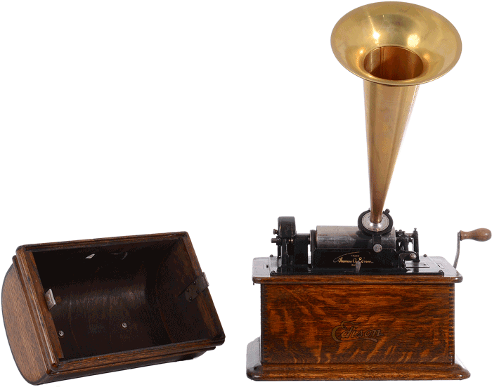 Antique American Edison Standard Oak Phonograph With - Trunk (720x720), Png Download