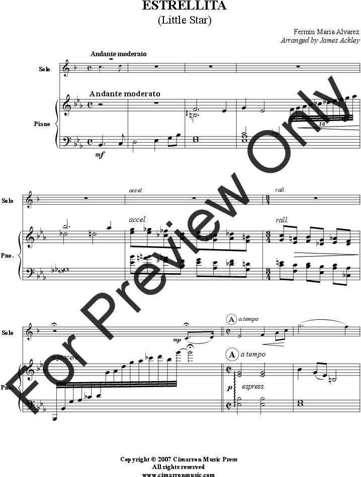 Estrellita Thumbnail Estrellita Thumbnail - Sheet Music (816x1056), Png Download
