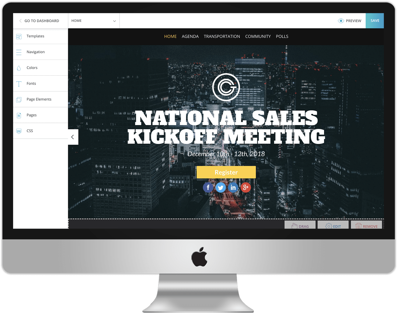 Bizzabo's Event Website Builder - Computer Monitor (1920x1080), Png Download