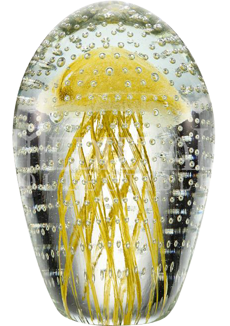 Yellow Jellyfish With Bubbles Art Glass - Diamond (670x670), Png Download