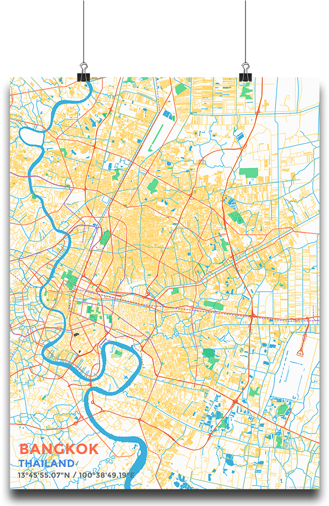 Premium Map Poster Of Bangkok Thailand - Atlas (683x1024), Png Download