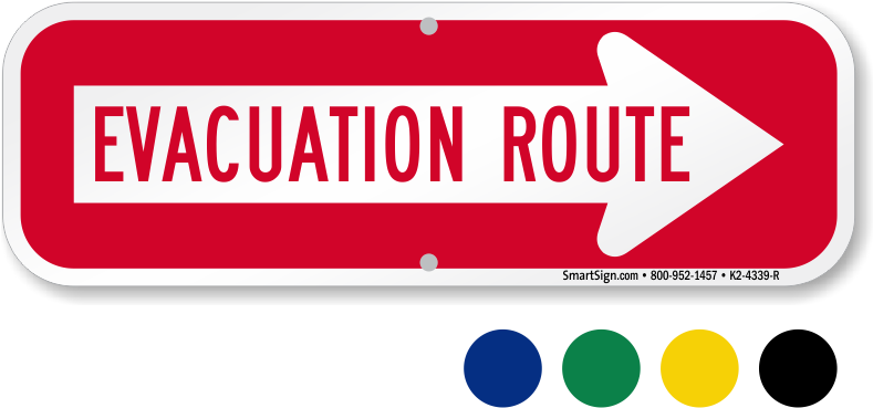 Evacuation Route Right Arrow Sign - Graphic Design (800x800), Png Download