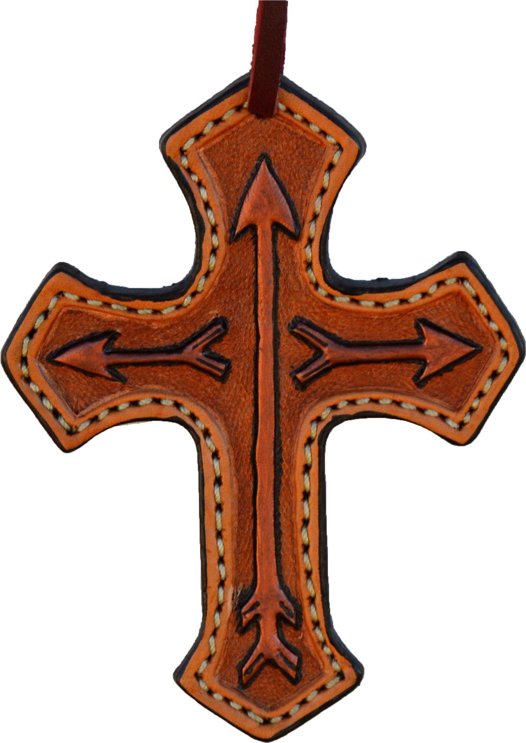 108-ra Cross In Toast Leather With Painted Arrows - Leather Cross For Saddle (2225x2867), Png Download