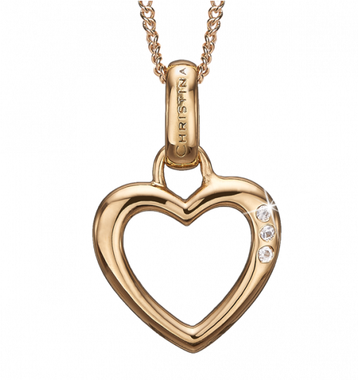 Open Heart Pendant With Topazes And Chain In Gold Plated - Locket (790x540), Png Download