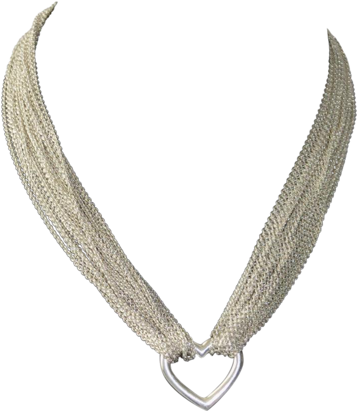 Tiffany Sterling Silver Multi Chain Open Heart Necklace - Necklace (815x815), Png Download