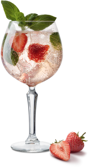 Fill The Glass With Ice - Gin Tonic Strawberry Basil (545x679), Png Download