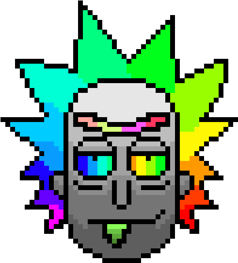 Rainbow Rick - Rick And Morty Pixel Art (670x620), Png Download