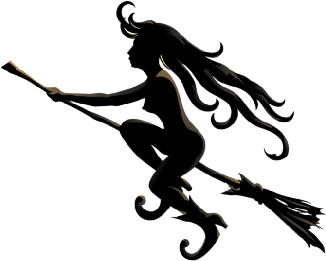 Flying Witch Silhouette Png (699x571), Png Download