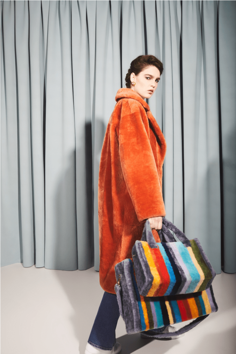 Orange Mouton Fur Coat - Ruffle (1124x1125), Png Download