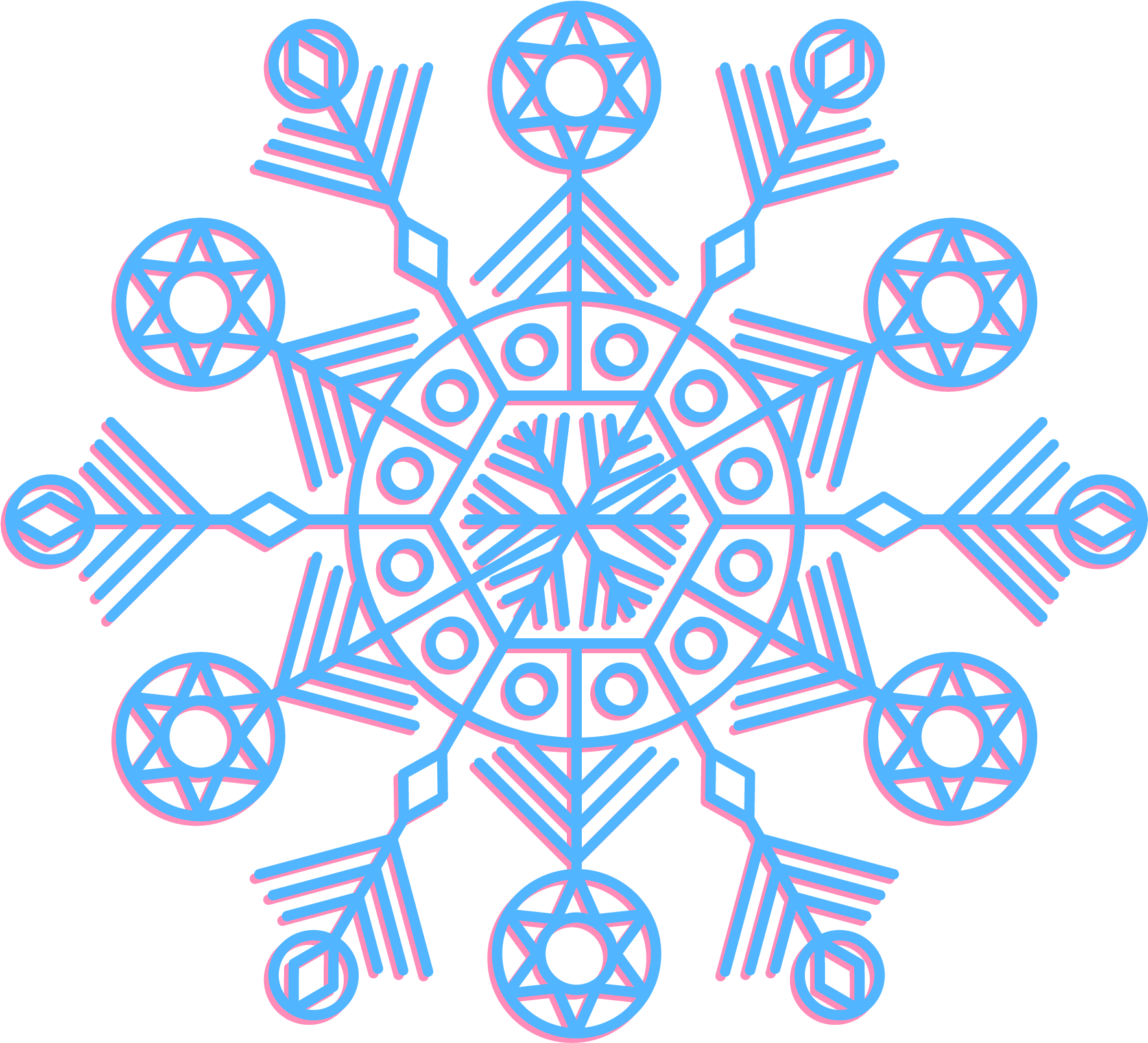 Winter Snowflake 12 Sides Hexagonal Png And Vector - Vector Graphics (2000x2000), Png Download