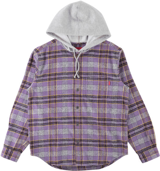Supreme Hooded Plaid Work Shirt (1000x600), Png Download