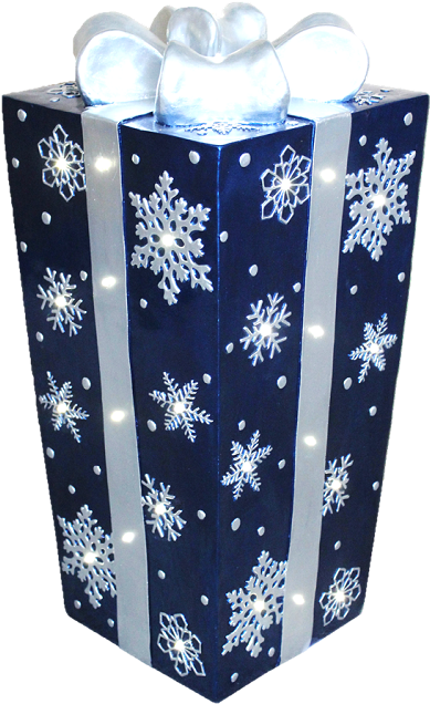Blue Wth Silver Bow And Snowflakes - Box (567x750), Png Download