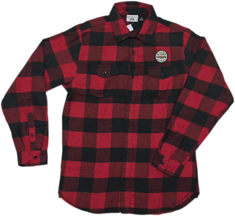 Circle Patch Alaska Buffalo Plaid Flannel Shirt - Plaid (800x735), Png Download