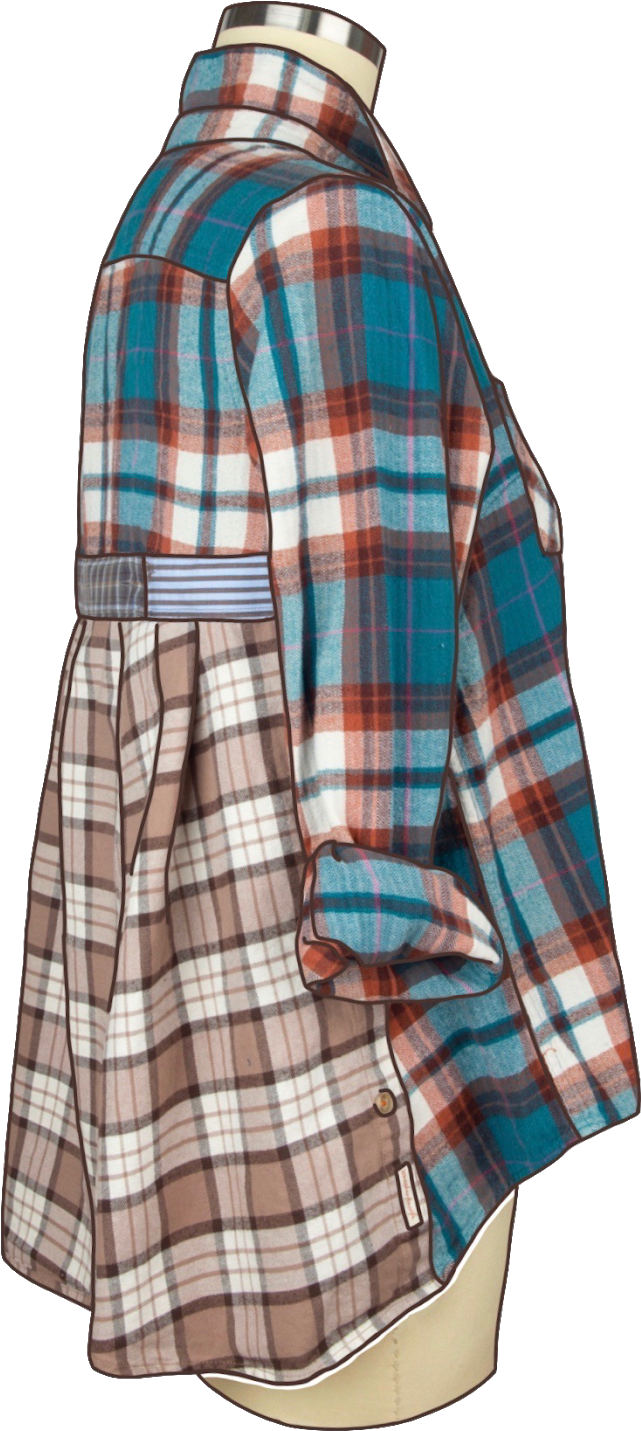 Paganoonoo Patti Upcycled Flannel Top - Plaid (872x1600), Png Download
