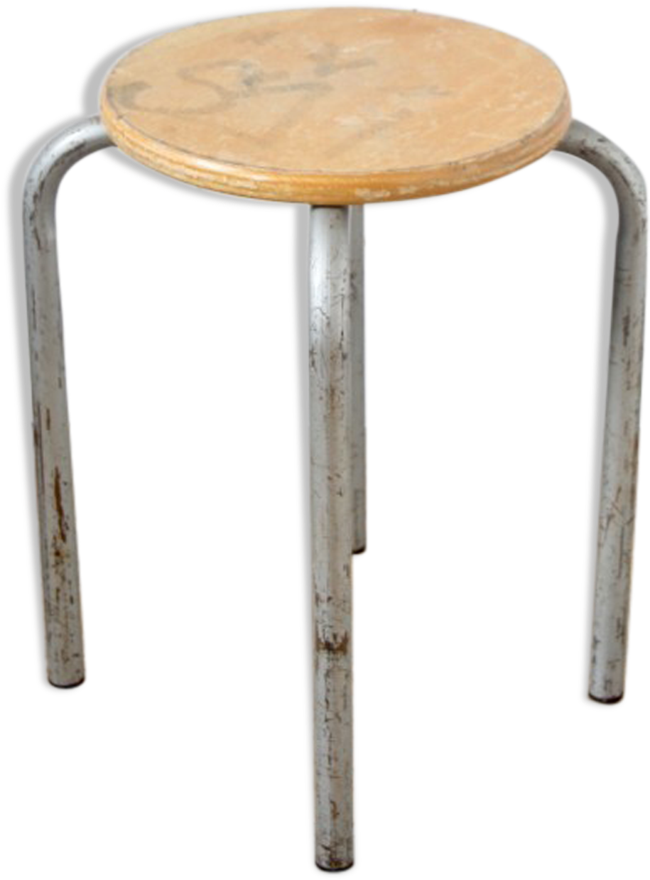 Stool With Gray Frame Vintage Industrial - Bar Stool (1457x1457), Png Download
