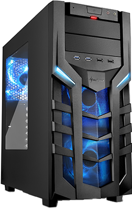 Blue Dg7000 Sharkoon Pc Gaming Case Image - Tempered Glass Case With 5.25 Bay (567x567), Png Download