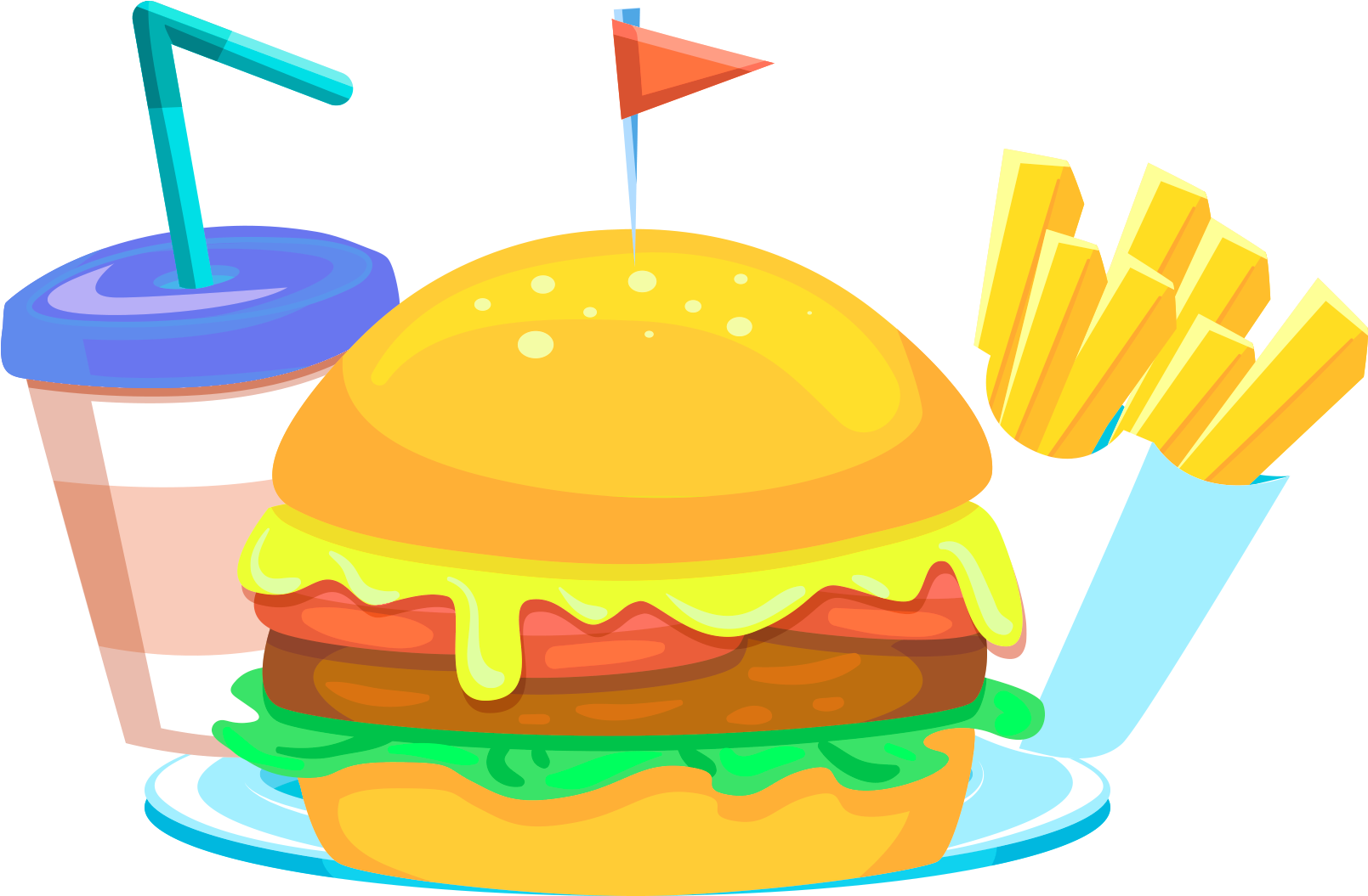Fast Food Drink French Fries Elements Png And Psd - Junk Food (2000x2000), Png Download