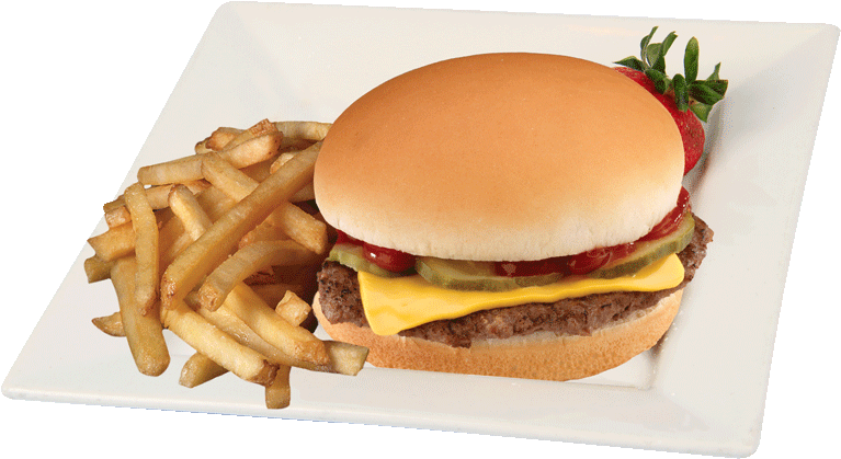 Kids Cheeseburger Fries - Cheese Burger And Chips (793x453), Png Download